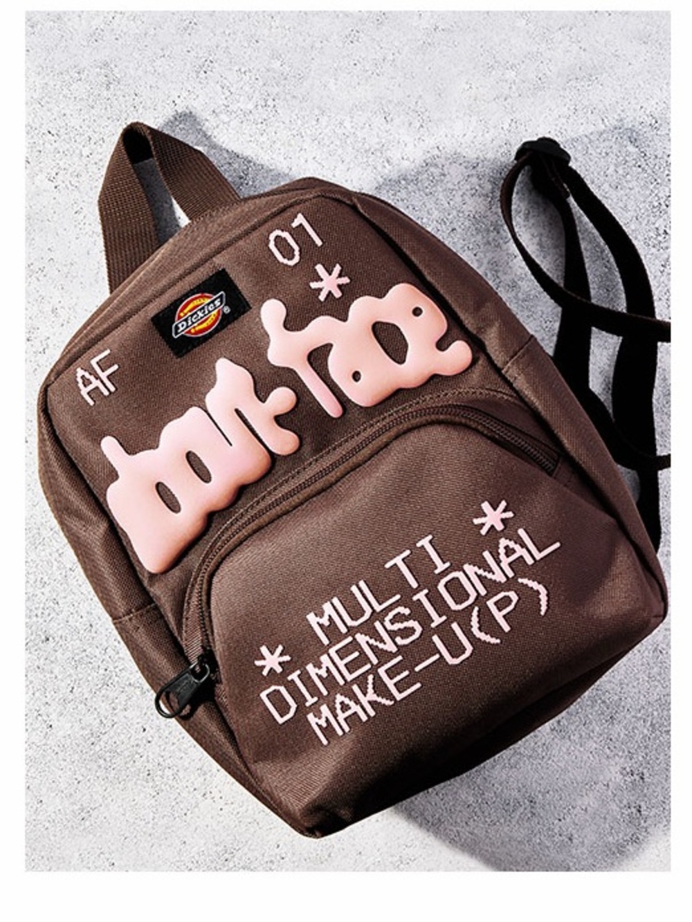 Dickies Kids Brown Mini Backpack with Pink Accent